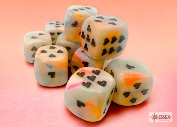 Festive Circus/black heart dice - Dice Emporium