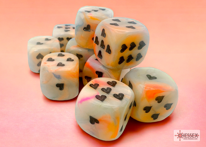 Festive Circus/black heart dice - Dice Emporium