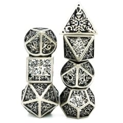 Silver Hollow Snowflake 7 Die Set - DiceEmporium.com