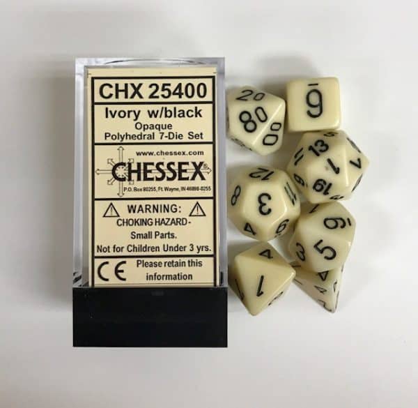 Ivory-Black-Chessex-Dice-CHX25400