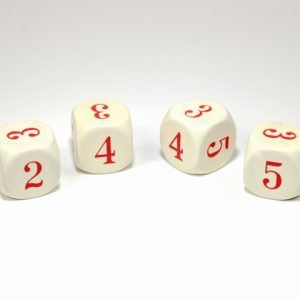 Ivory/red 6 sided averaging dice - Dice Emporium