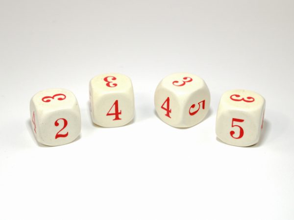 Ivory/red 6 sided averaging dice - Dice Emporium