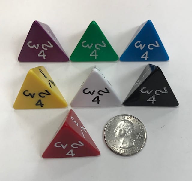 D4 dice with pips (4 sided dice) by Julius3E8