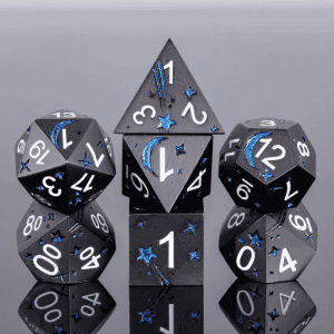 Shiny Blue Planet 7-die set - dice emporium