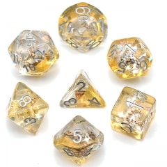 Khaki Conch Silver Font Dice - DiceEmporium.com