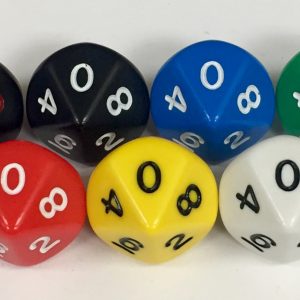 Koplow 10 Sided Opaque dice with numbers - available in 7 different colors