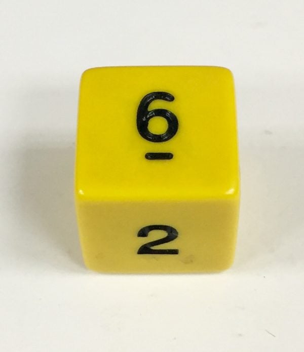 6 Sided Yellow/black Opaque Dice from Koplow