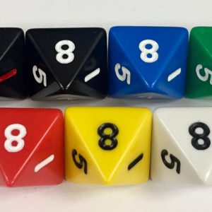 Koplow 8 Sided Opaque dice with numbers - available in 7 different colors