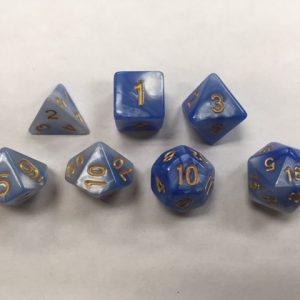 Light Blue White Blend Set of 7 Dice - DiceEmporium.com