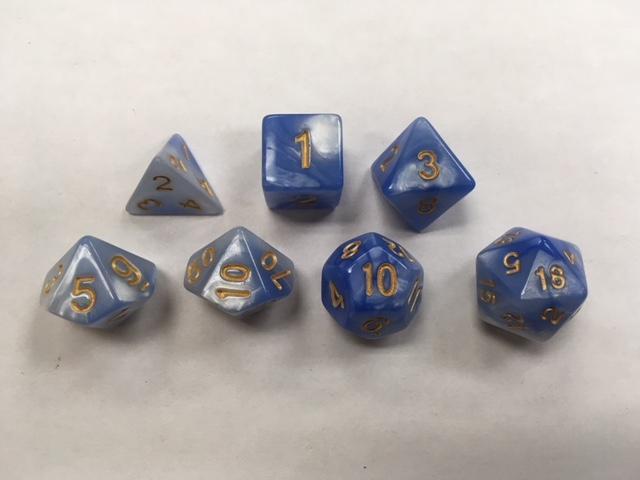 Light Blue White Blend Set of 7 Dice - DiceEmporium.com