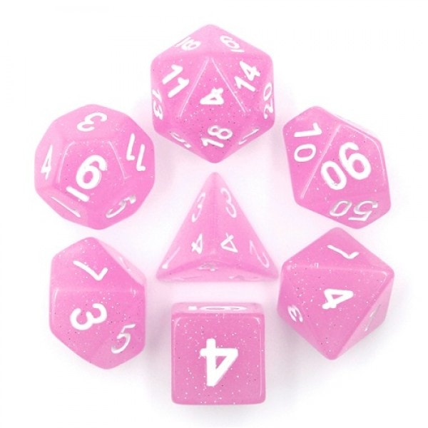 Light Purple Translucent Glitter Dice Set - DiceEmporium.com