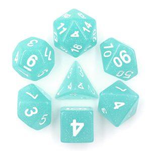 Lime Blue Translucent Glitter Dice Set - DiceEmporium.com