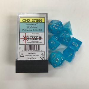 Luminary Sky Silver 7 Die Set Chessex - CHX 27566 - DiceEmporium.com