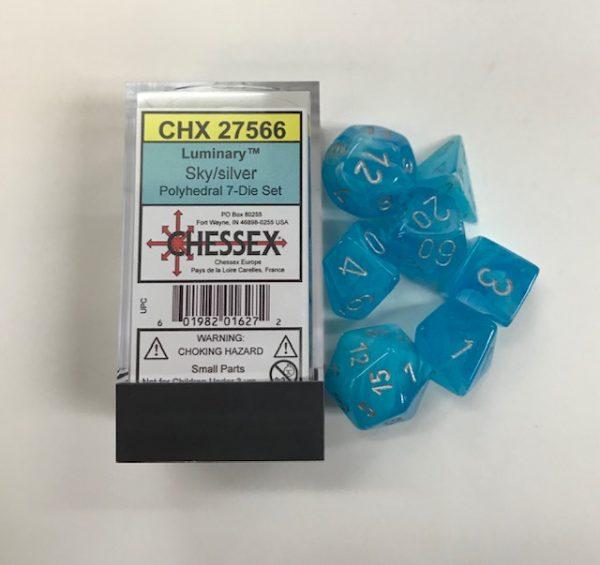 Luminary Sky Silver 7 Die Set Chessex - CHX 27566 - DiceEmporium.com