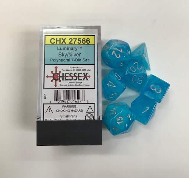 Luminary Sky Silver 7 Die Set Chessex - CHX 27566 - DiceEmporium.com