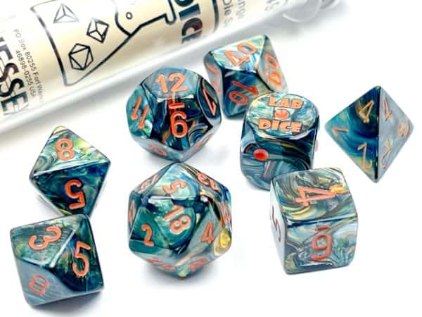 Lustrous Alpestris/orange 7 Die Set - DiceEmporium.com