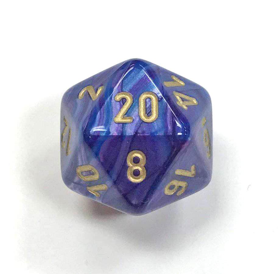 Lustrous Purple/Gold d20 Dice - DiceEmporium.com