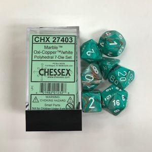 Marble Oxi Copper White 7 Die Set Chessex - CHX 27403 - DiceEmporium.com