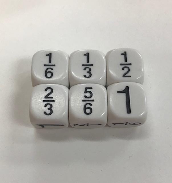 1/6-1 Math Fractions 6 Sided Dice - DiceEmporium.com