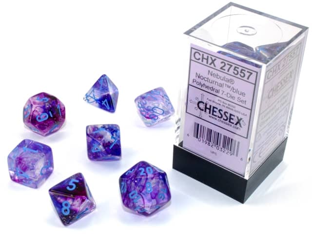 Nebula Nocturnal/blue Luminary 7 Die Set - DiceEmporium.com