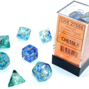 Nebula Oceanic/gold Luminary 7 Die Set - DiceEmporium.com