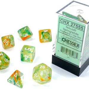 Nebula Spring/white Luminary 7 Die Set - DiceEmporium.com