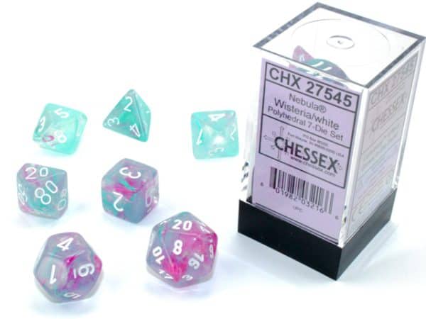 Nebula Wisteria/white Luminary 7 Die Set - DiceEmporium.com