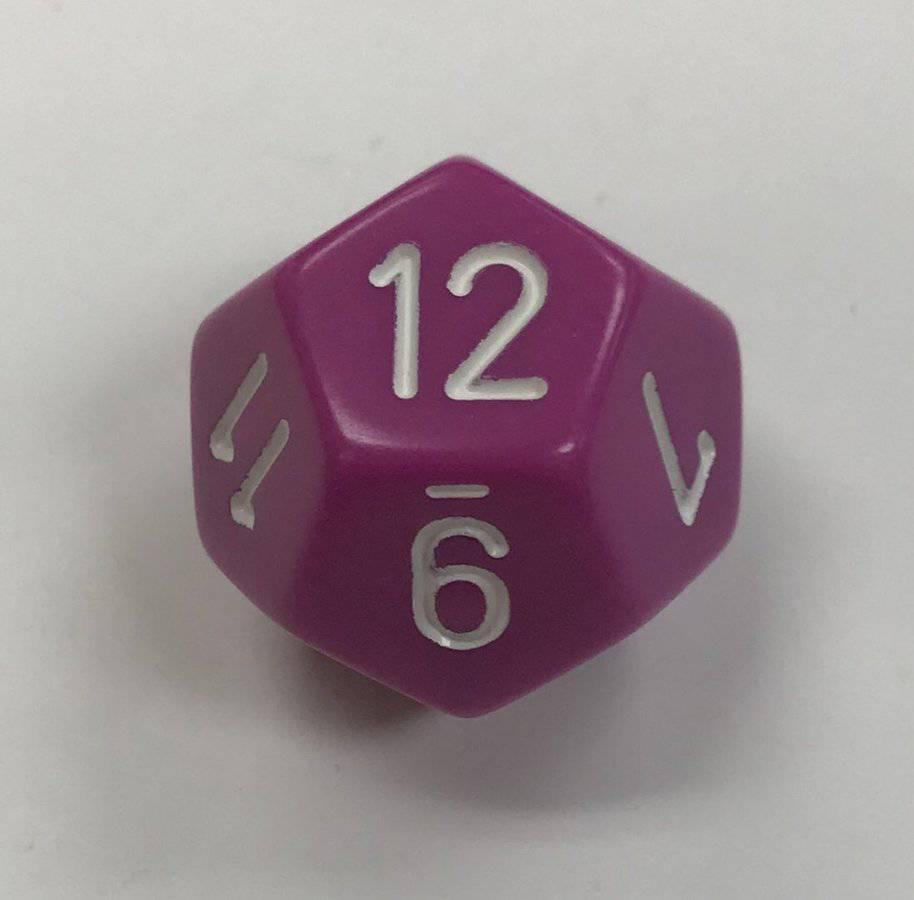 Opaque Light Purple/White d12 Dice - DiceEmporium.com