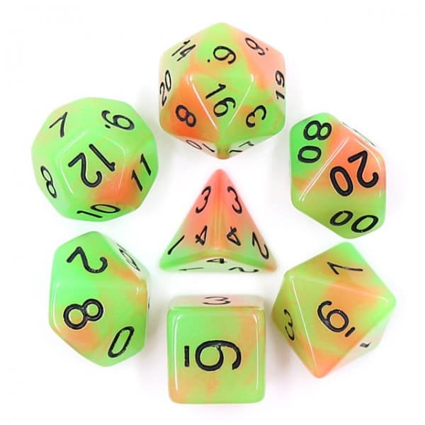 HD Orange Green Glow in the Dark Dice - The Dice Emporium