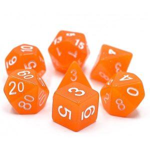 Orange Translucent Glitter Dice Set - DiceEmporium.com