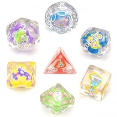 Peach Heart Silver Font Dice - DiceEmporium.com