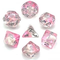 Pink Conch Silver Font Dice - DiceEmporium.com