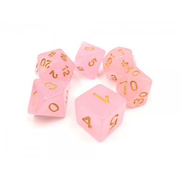 Pink Translucent Glitter Dice Set - DiceEmporium.com