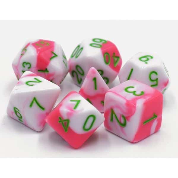 Pink White Green Blend Dice Set - DiceEmporium.com