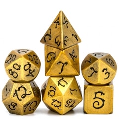 Plated Golden Ancient Dragon Font 7 die set - DiceEmporium.com