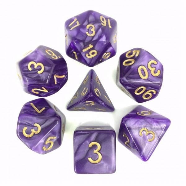 Purple Gold Font Pearl Dice - DiceEmporium.com