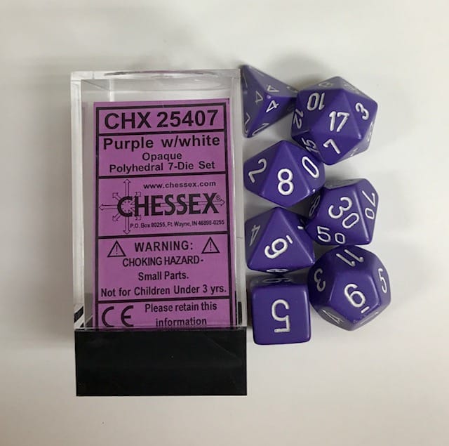 4 Sided Borealis Purple/white Signature Dice