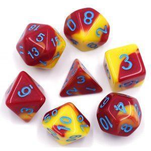 Red Yellow Blue Font Blend Dice Set - DiceEmporium.com