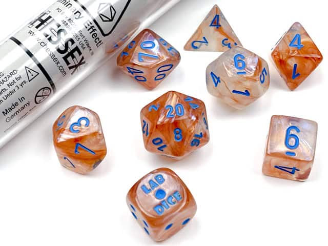 Borealis Rose Gold/light blue luminary -DiceEmporium.com