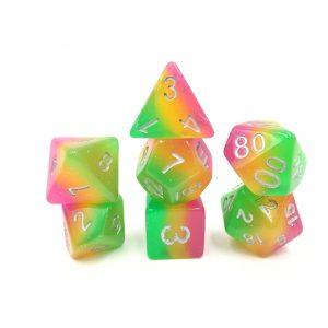 Rose Red Yellow Green Layer Dice Set - DiceEmporium.com