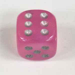 12mm 6 Sided Borealis Pink/silver Signature Dice
