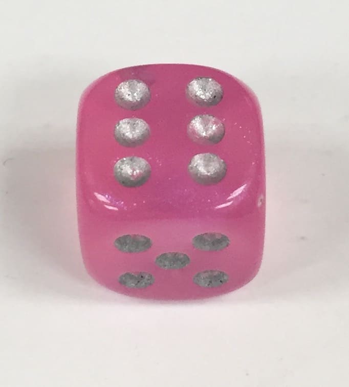 12mm 6 Sided Borealis Pink/silver Signature Dice