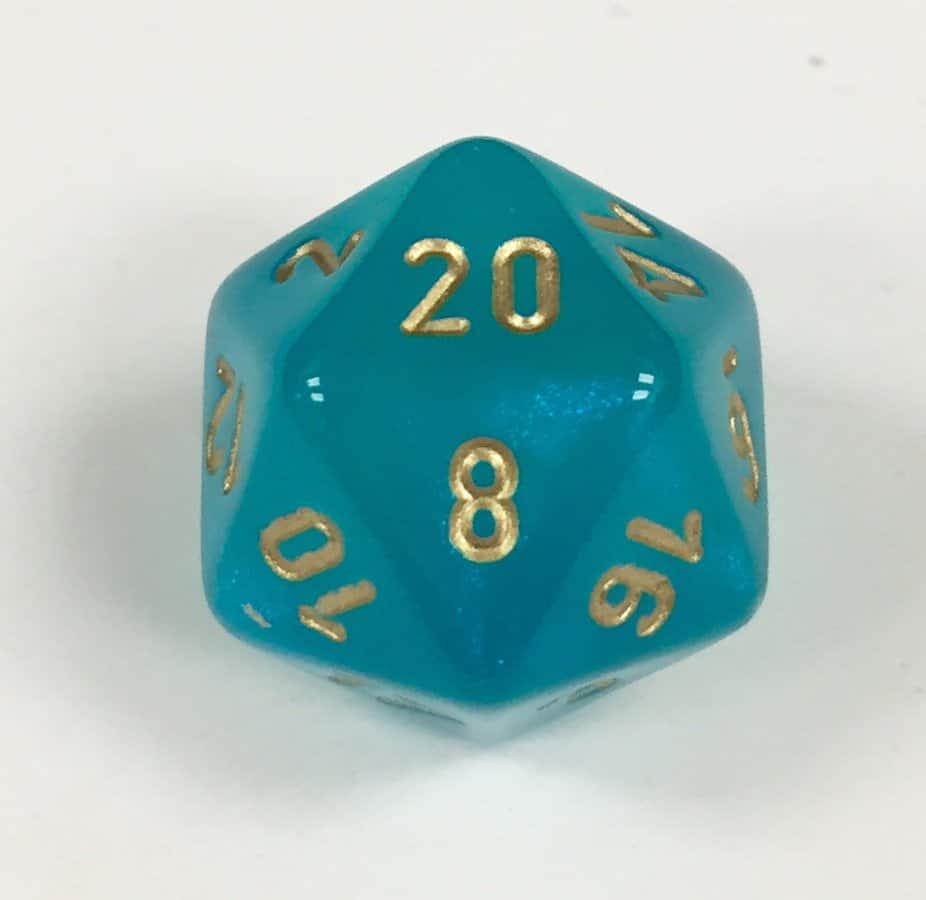 20 Sided Borealis Teal/gold Signature Dice