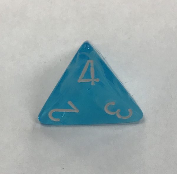 4-Sided Cirrus Light Blue w/white Dice by Chessex