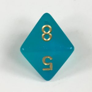 8 Sided Borealis Teal/gold Signature Dice