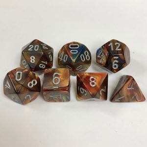 Signature Lustrous Gold with Silver Numbers. Polyhedral 7 Die Set from Chessex