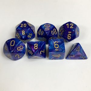 Signature Lustrous Purple with Gold Numbers. Polyhedral 7 Die Set from Chessex