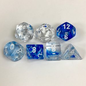 Signature Nebula Dark Blue with White Numbers Polyhedral 7 Dice Set from Chessex