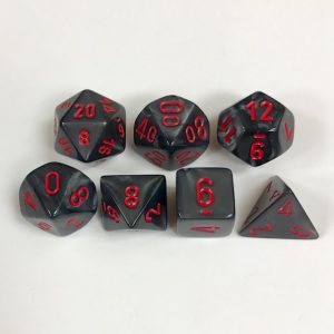 Signature Velvet Black with Red Numbers. Polyhedral 7 Dice Set from Chessex