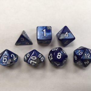 Silver Blue Blend Set of 7 Dice - DiceEmporium.com